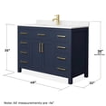 thumbnail image 5 of Wyndham Collection Beckett 48" Wood Single Bathroom Vanity in Dark Blue/Gold, 5 of 6