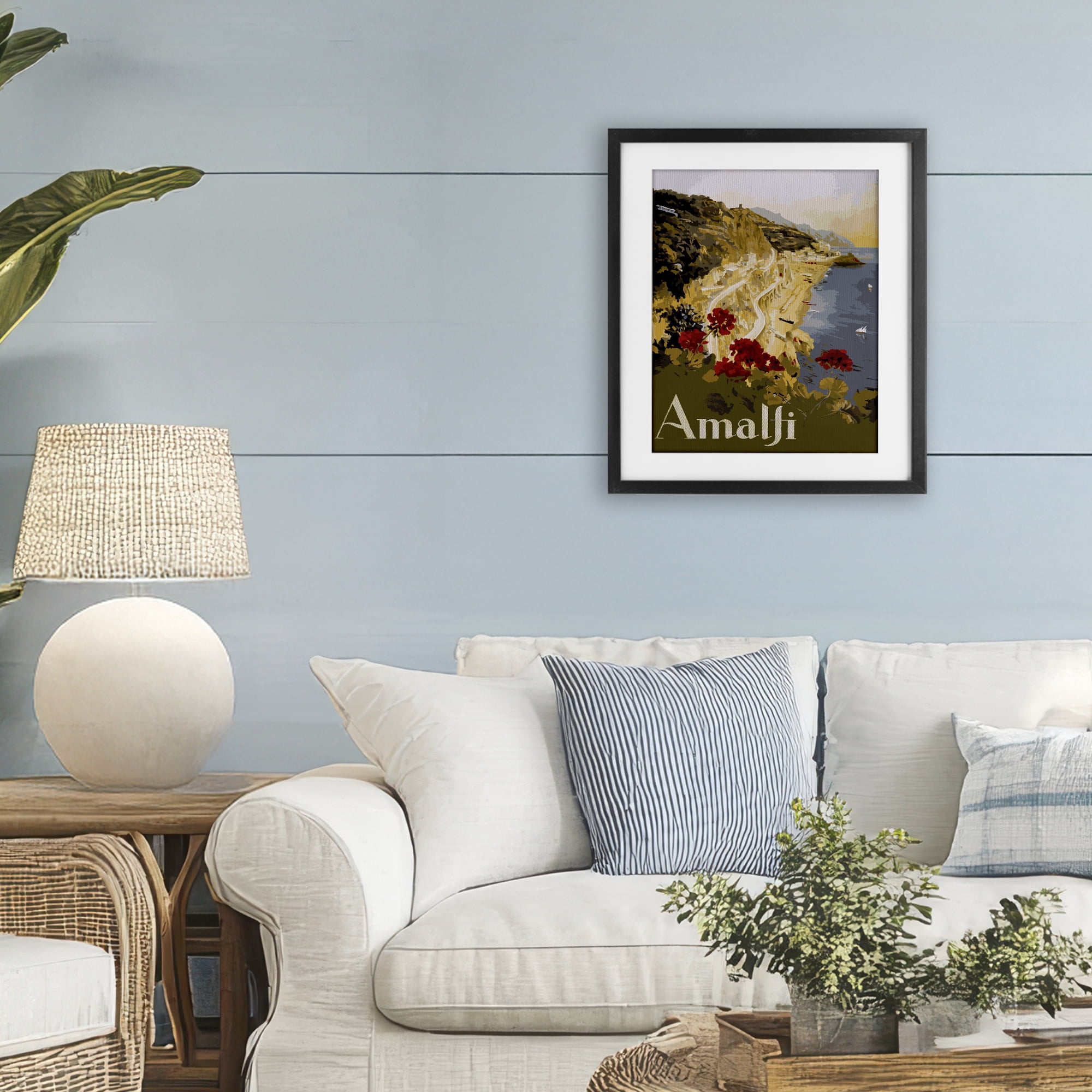 Stupell Industries Picturesque Amalfi Coast Black Framed Print Under Glass, design by Lil' Rue