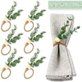 thumbnail image 5 of Servilleteros de Eucalipto de 18 Piezas Cuentas de Madera Hechas Una Mano Decoración del Hogar Servilleteros de Vegetación de Imitación para Bodas, Fiestas, Etc., 5 of 5