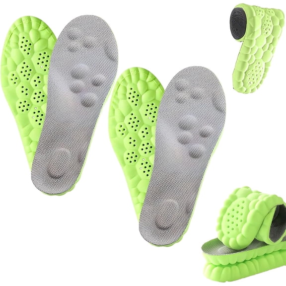 Cloud Like Massage Memory Foam Insoles, Breathable Arch Support Shoe Inserts for Men Women, Multi Color, Men 6.5-7.5 / Women 8-9, 2 Pairs