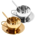 thumbnail image 3 of 2 Sets 304 Stainless Steel Coffee Cups with Saucers and Spoons, European Style Tea Mugs for Home, Cafe, Party, , Assorted Colors, 3 of 8