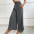 thumbnail image 5 of Laqbezok Women's High Waist Smocked Palazzo Pants, Wide Leg Casual Trousers, Loose Flowy Summer Beach Vacation Slacks, 5 of 7