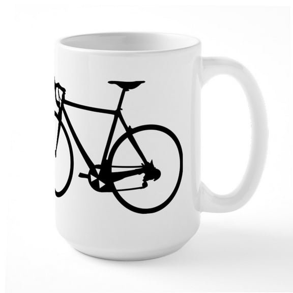 CafePress - Racer Bicycle Black Large Mug - 15 oz Ceramic Large White Novelty Mug