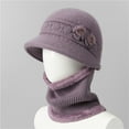 thumbnail image 2 of Winter Hats for Women Windproof Ear Protection Fleece Beret Hat Chunky Knitted Scarf 2 Piece Sets Outdoor Cold Weather 2025 42# Light Purple Free, 2 of 3