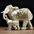 thumbnail image 5 of Elephant Statue African White Table Sculpture, Desktop Art Figures Great Gift Animal Figurines Home Décor, Crafts Decorations for Living Room Party Foyer (White-Elephant), 5 of 10