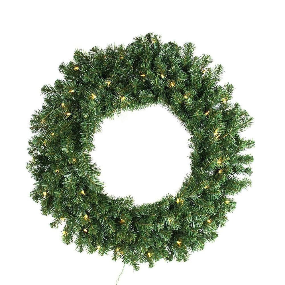Perfect Holiday 24 Inch Pre-Lit Christmas Wreath with 50 LED Lights ...