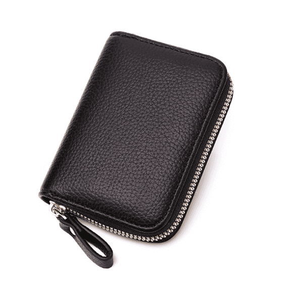 GASTROPOD Wallet Women Fine Leather Quality Zipper Business Card Holder Compact Large Capacity Card Case Black