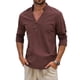 thumbnail image 2 of Ceisia Men's Relaxed Fit Long Sleeve Henley Shirt Solid Color Cotton-Linen Look Casual Top Coffee L Gifts, 2 of 8