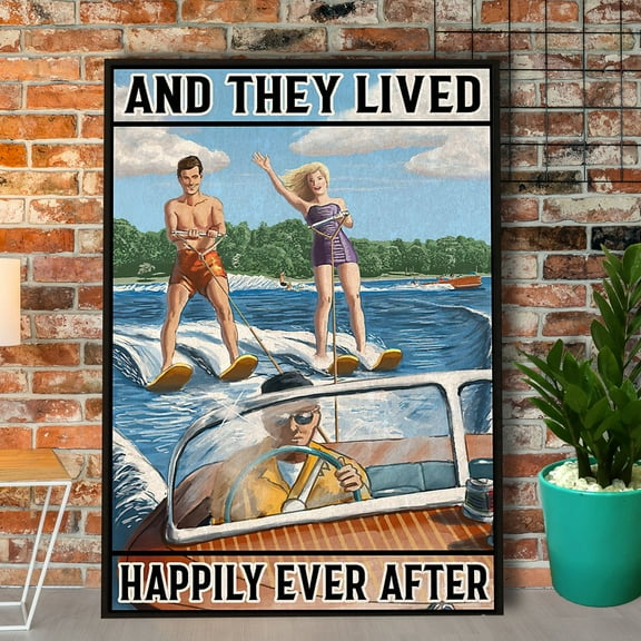 Water Skiing And They Lived Happily Ever After Paper Poster No Frame Matte Wall Art Decor 11 x 17 Inch Poster
