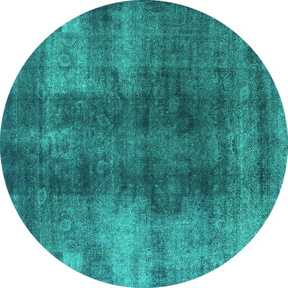 Ahgly Company Indoor Round Oriental Turquoise Blue Industrial Area Rugs, 4' Round