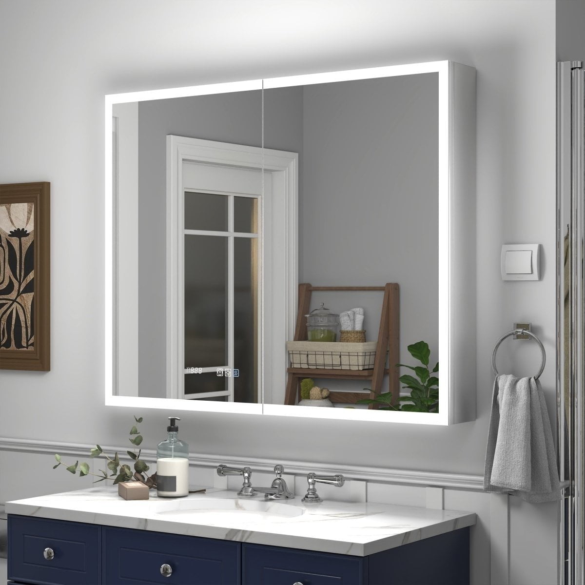 Rim 48 W x 30 H Led Lighted Bathroom Medicine Cabinet with Mirror Defogger Recessed or Surface Mount Walmart
