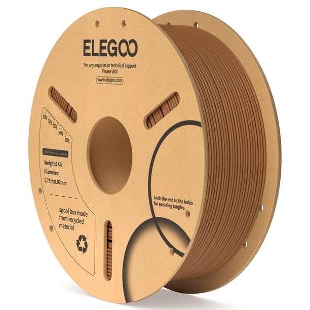 Filamento para impresora 3D ELEGOO PLA de 1,75 mm, marrón, 1 kg