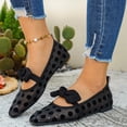 thumbnail image 5 of SuTry Women's Square Toe Mesh Flats Polka Dot Print Bow Detail Slip On Lightweight Comfortable Casual Walking Shoes(43), 5 of 9