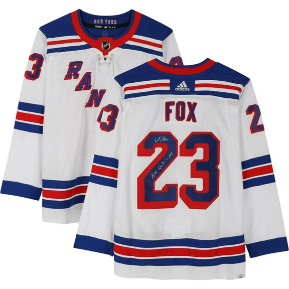 Adam Fox New York Rangers Autographed White Adidas Authentic Jersey with "No Quit in NY" Inscription - Fanatics Authentic Certified