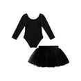 thumbnail image 5 of ZDHoor Girls Gymnastics Ballet Dance Dress Long Sleeve Leotard with Tutu Skirt Ballerina Outfit Black 3, 5 of 7