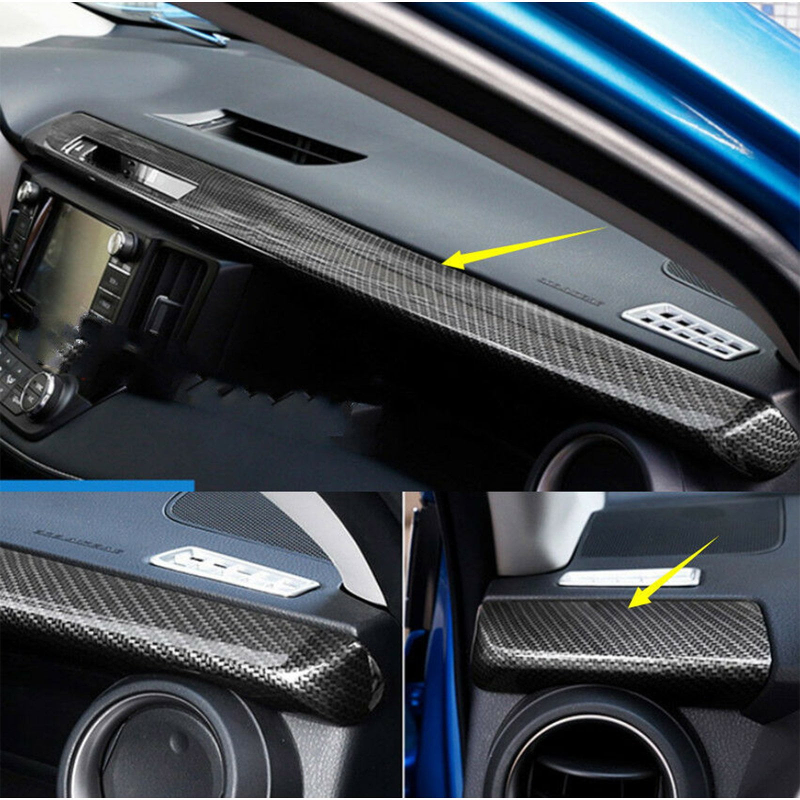 For Toyota RAV4 2016-2018 Carbon Fiber Interior Central Console Under Cover Trim