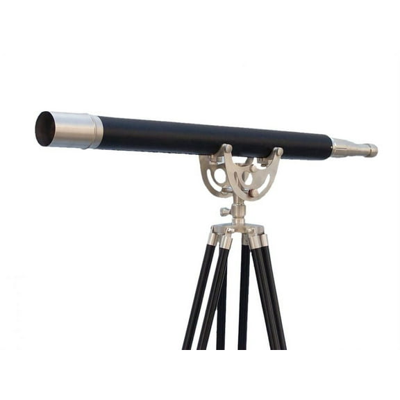 Floor Standing Brushed Nickel With Leather Anchormaster Telescope 65" - Marine Telescope - Decorative Telescope