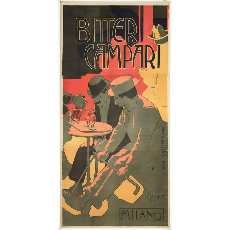 CampariアドルフォホーエンシュタインAdolfoHohensteinアート Adolfo Hohenstein 9x14 Black Ornate Wood Framed Double Matted