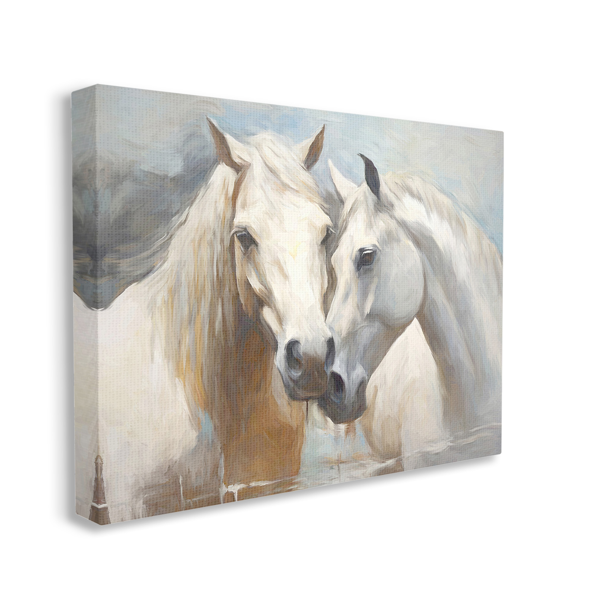 Stupell Industries White Country Horses Animals & Insects Painting Gallery Wrapped Canvas Art Print Wall Art, 20 x 16