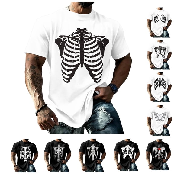 LWavelet Shirts for Men Graphic Tees Casual Short Sleeve Crew Neck T-Shirt Halloween Outdoor Athletic Workout Tees