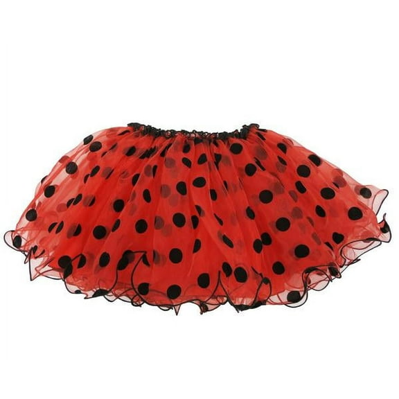 Wenchoice Red & Black Dot Tutu - Toddler & Girls L(5-6Y)