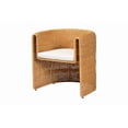 thumbnail image 2 of bali & pari Amaya 5-Piece Round Rattan Dining Set - Handwoven Wicker Pedestal Table and 4 Barrel Chairs with Cushion, Kitchen or Sunroom Furniture, 2 of 3