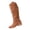 Brown, variant on Women's Vintage Faux Suede Mid Calf Boots, Round Toe Slouchy Ruched Riding Boots with Buckle, Side Zipper Low Heel Casual Shoes