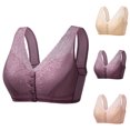 thumbnail image 4 of Lovskoo Women's Bra Lace Full Coverage Front Closure Posture Back Unpadded Wireless Comfortable Breathable Support Bra Purple, 4 of 4