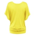 thumbnail image 4 of Mohiass Batwing Short Sleeve Dolman Tops for Women Plus Size Banded Bottom Fold Hem Top Casual Loose Flowy T Shirts Yellow S, 4 of 5