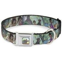 Disney Pet Collar, Dog Collar Metal Seatbelt Buckle, The Jungle Book Scenes, 9.5 to 13 Inches 1.0 Inch Wide