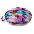 thumbnail image 1 of Animals Round Floor Cushion with Handle, Abstract Illustration Along Colorful Radial Butterflies Images and Hearts Motifs, Pillow for Living Room & Dorms, 18" Round, Multicolor, by Ambesonne, 1 of 4
