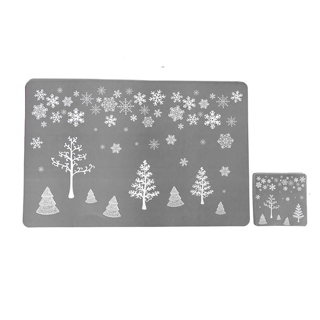 Juego de manteles individuales navideños de 6 manteles individuales de PVC para mesa de comedor, tapetes aislantes térmicos fáciles de limpiar
