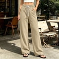 thumbnail image 6 of Qingpeng Womens Curved Seam Wide Leg Sweatpants Drawstring High Waist Loose Casual Solid Color Long Pants with Pockets, 6 of 7
