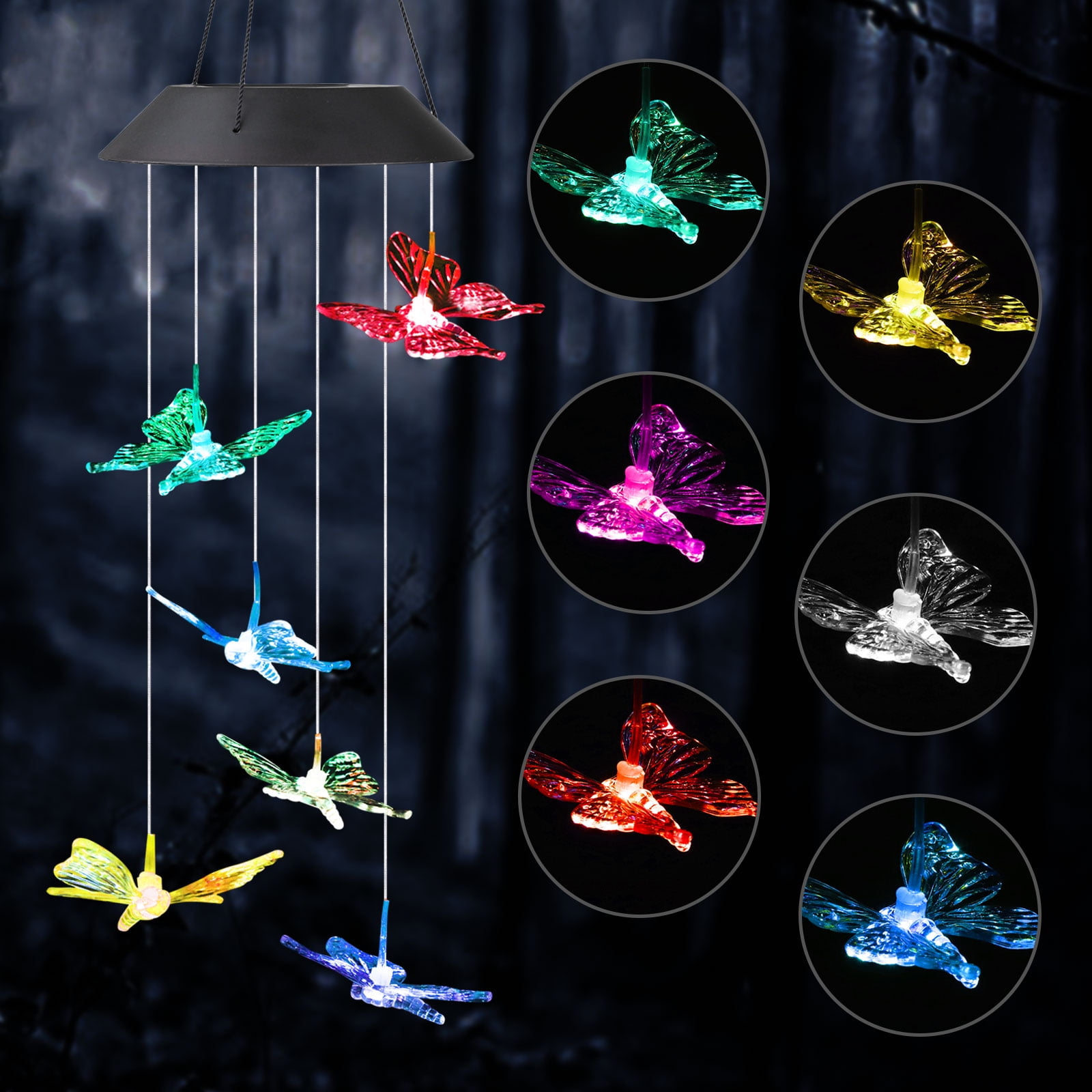 Solar Wind Chime Outdoor,Wind Chime Clearance,Color Changing LED Mobile