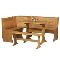 Riverbay Furniture Patio Corner Wood Nook Table Booth Bench Dining Set - Natural