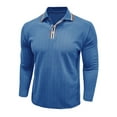thumbnail image 4 of Zimjoy Men Golf Shirt Casual Long Sleeve Ribbed Knit Polos Regular Fit Button Strechy Golf Shirt Men Collared Fall Outwear, Blue L, 4 of 7