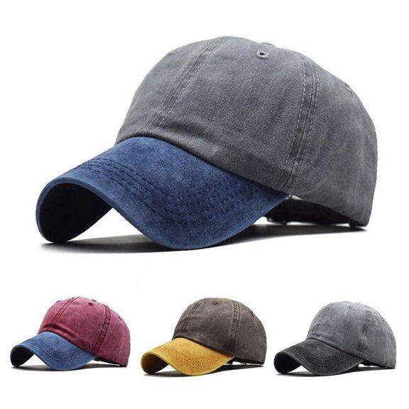 Ludlz Men Women Baseball Cap Vintage Washed Distressed Hats Twill Plain Adjustable Dad-Hat