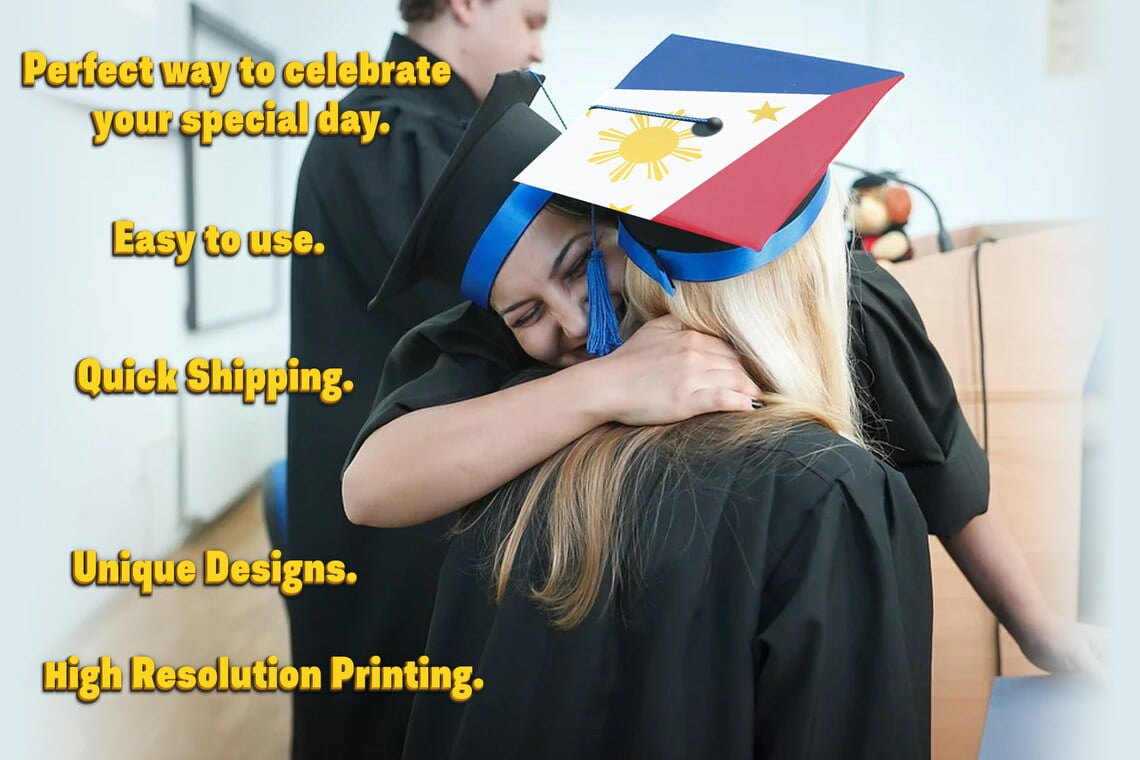 Flag of the Philippines, Raise Your Flag, Graduation Cap Topper Decoration, Graduation Gift