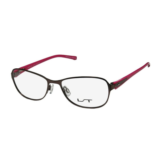 NEW LIGHTEC 6961L MENS/WOMENS DESIGNER FULL-RIM BROWN / PINK FRAME DEMO LENSES 52-16-135 SPRING HINGES EYEGLASSES/EYEGLASS FRAME