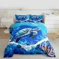 thumbnail image 2 of Feelyou Cartoon Sea Turtle Full Size Comforter Sets, Dreamy Ocean Animal Bedding Comforter Set, Marine Coral Reversible Bedding Sets, Lightweight Room Decor, 3 Pieces, 2 of 8