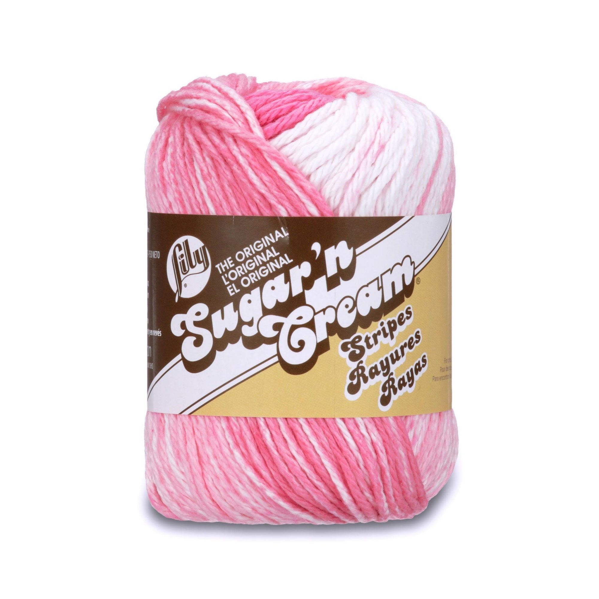 Lily Sugar’N Cream Stripes Yarn (85G/3Oz), Pinky Stripes
