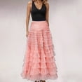 thumbnail image 2 of QHFBli Women Tulle Maxi Skirt Ruffle Pleated Lace Skirt See Through Underskirt Layered Tutu Skirt Petticoat, 2 of 5
