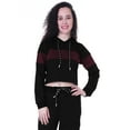 thumbnail image 3 of Moomaya Color Block Crop Hoodie Drawstring Pullover Casual Sports Jacket For Women-5, 3 of 9