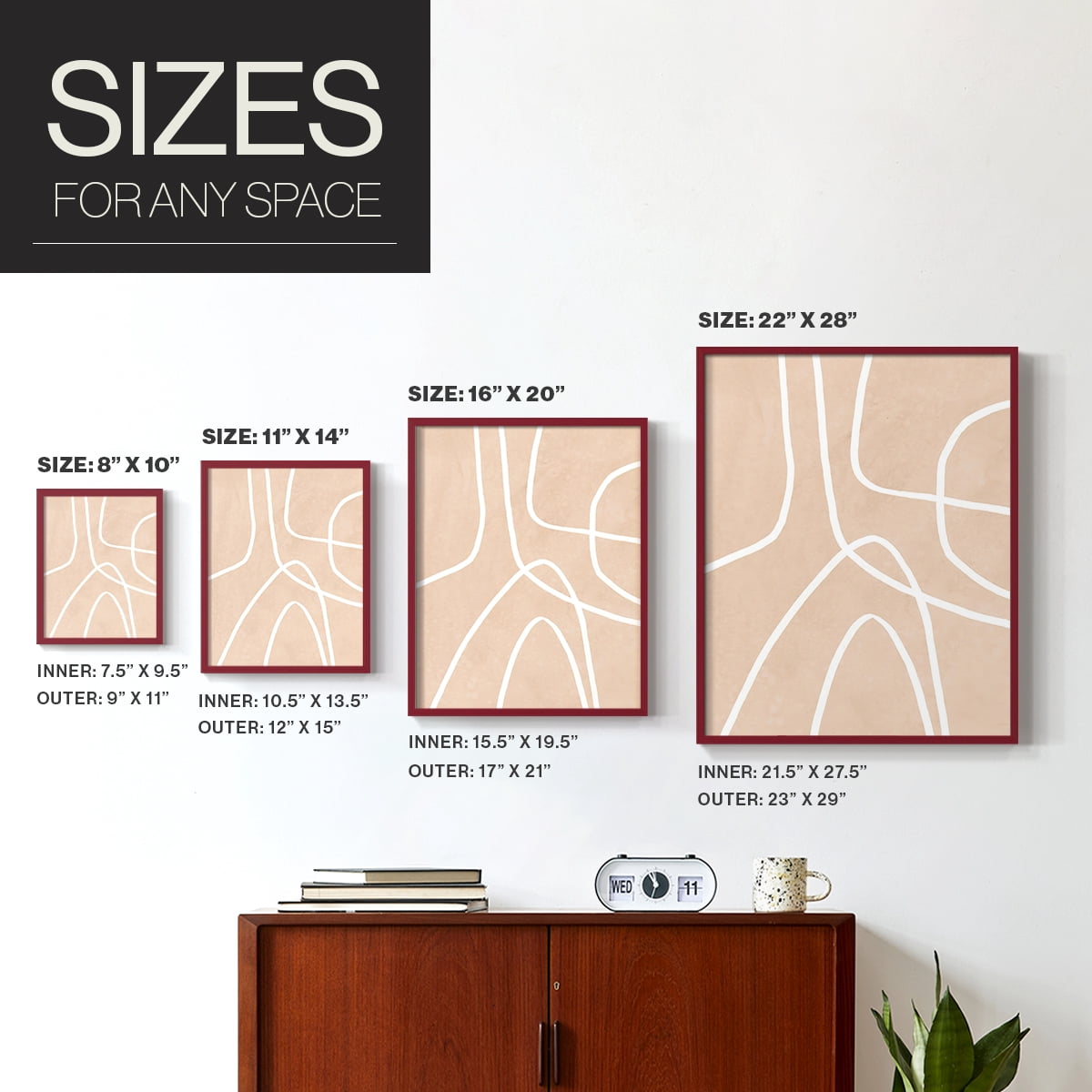 Clean Contour I in Paper Solid Wood 11 x 14 Framed Print