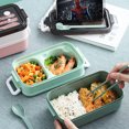 thumbnail image 4 of Contenedores Almuerzo Bento Box Microondas Calentamiento Split Doble Capa Almacenamiento de Alimentos (Verde) JShteea Libre de BPA, 4 of 7