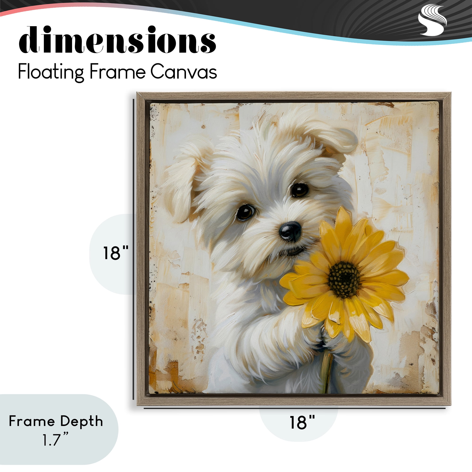 Stupell Industries Little Lucky Puppy Brown Framed Floater Canvas Wall Art, design by Tina LeCour