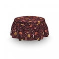 thumbnail image 3 of Autumn Ottoman Cover, Bear Hedgehog Rabbit Design, 2 Piece Slipcover Set with Ruffle Skirt for Square Round Cube Footstool Decorative Home Accent, Standard Size, Maroon and Multicolor, by Ambesonne, 3 of 5