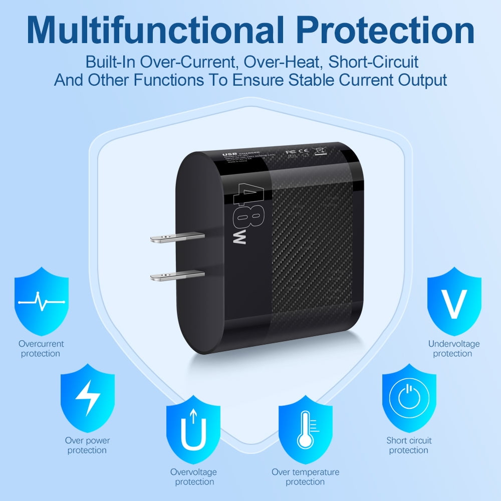 USB Wall Charger 48W 6-Port Fast Charging Block Adapter Plug for Tablet PC Mobile Phone