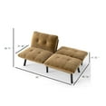 thumbnail image 7 of PAPROOS Convertible Futon Sofa Bed, 63'' Folding Sofa Bed Couch, Velvet Upholstered Futon Couch, Sofa Bed Couch, Loveseat Recliner Sleeper for Living Room, Small Space, Apartment, Brown, 7 of 7