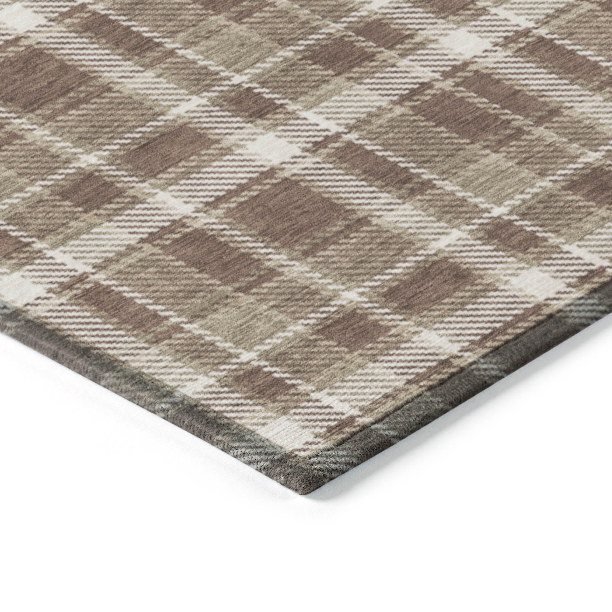 Addison Rugs Chantille Indoor/Outdoor Transitional Plaid Chocolate Washable Rectangle Rug, 5' x 7'6"